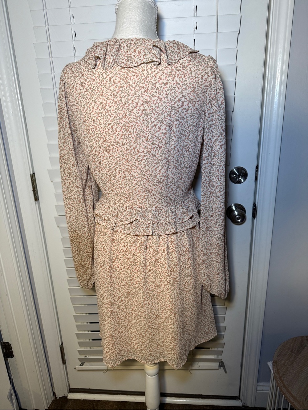 Sadie & Sage Dusty Pink Floral Ruffle Long Sleeve Dress Cottagecore Fairy - Picture 2 of 8